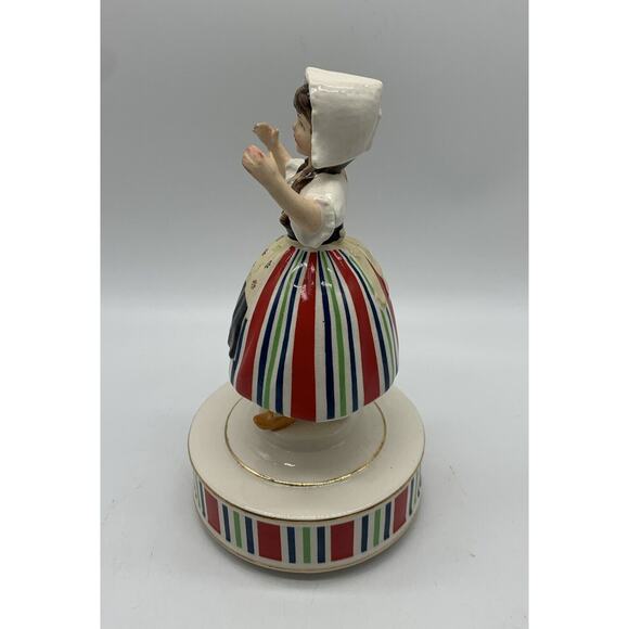 Vtg Schmid Dutch Girl Musical Figurine Tip To Through The Tulips Plays Crazing - Picture 3 of 7